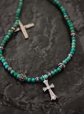 天然绿松石小米珠项链