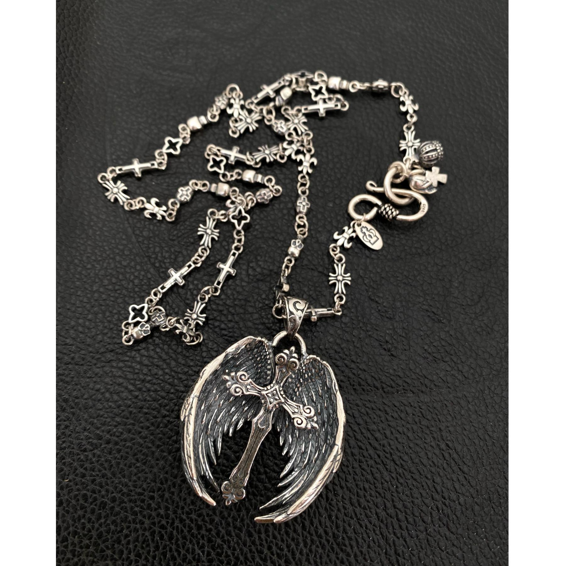 泰银十字架项链男女天使翅膀吊坠