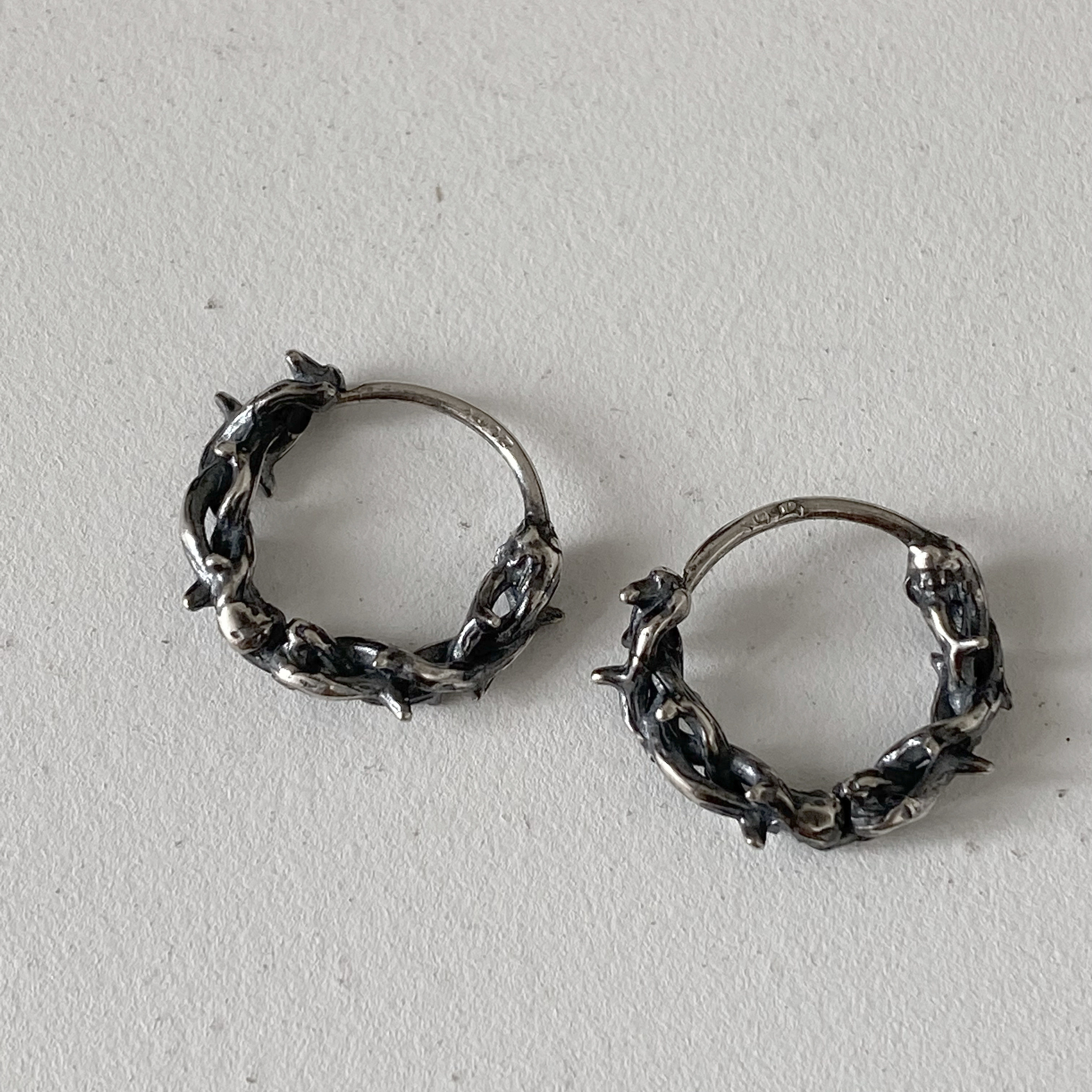 不同银匠 复古925纯银做旧穿过荆棘花草藤蔓耳环个性男女耳圈耳钉,饰品/流行首饰/时尚饰品新,耳环,淘宝优惠券,粉丝福利购,淘宝优惠卷