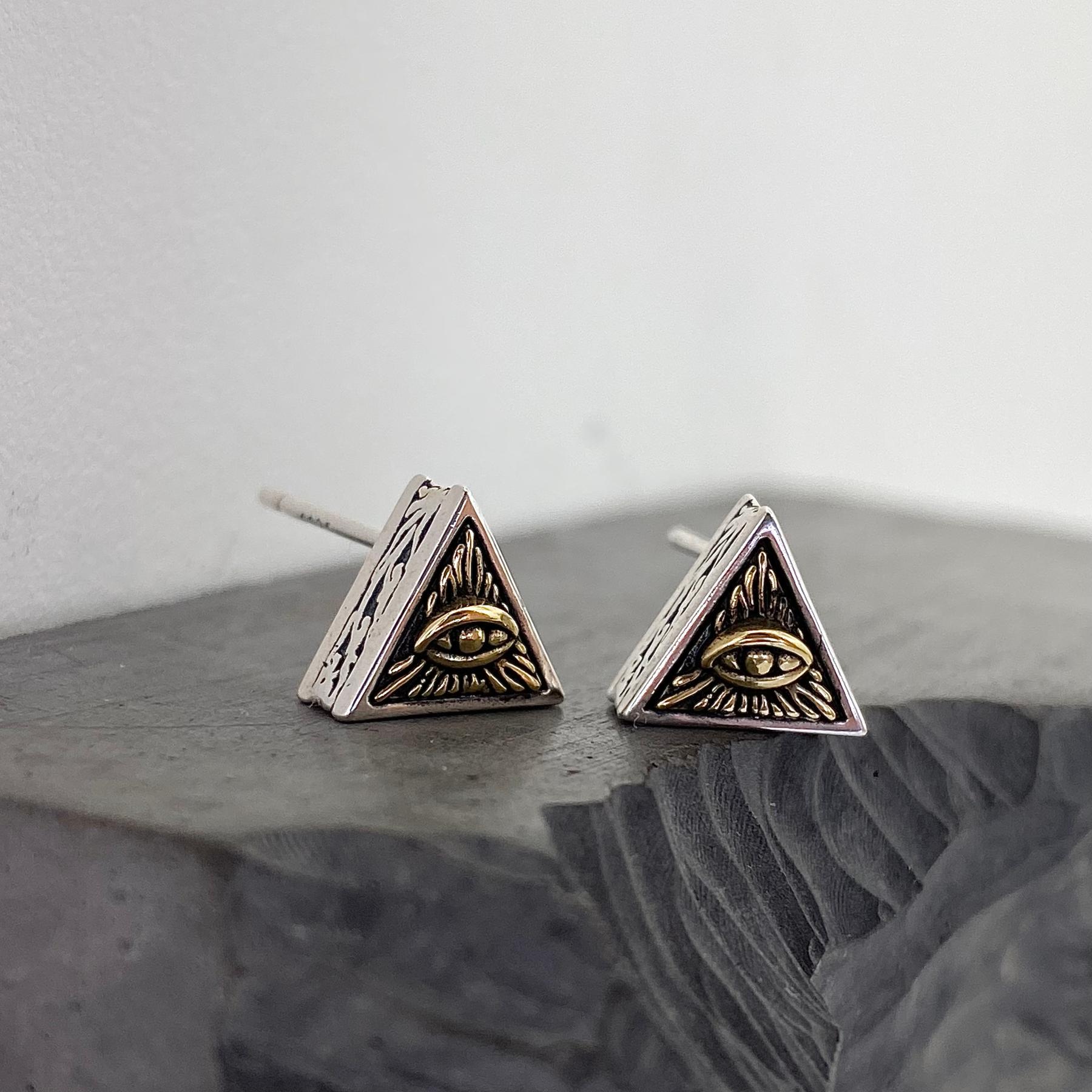 925纯银复古男女上帝之眼耳钉