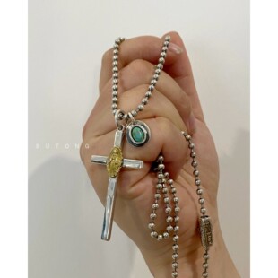 不同银匠 吊坠嘻哈男女项链 欧美复古925纯银简约十字架双面佩戴款