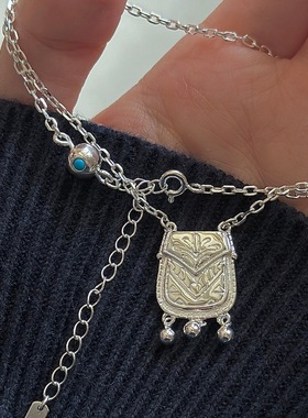 韩系925银复古铃铛锁骨链女
