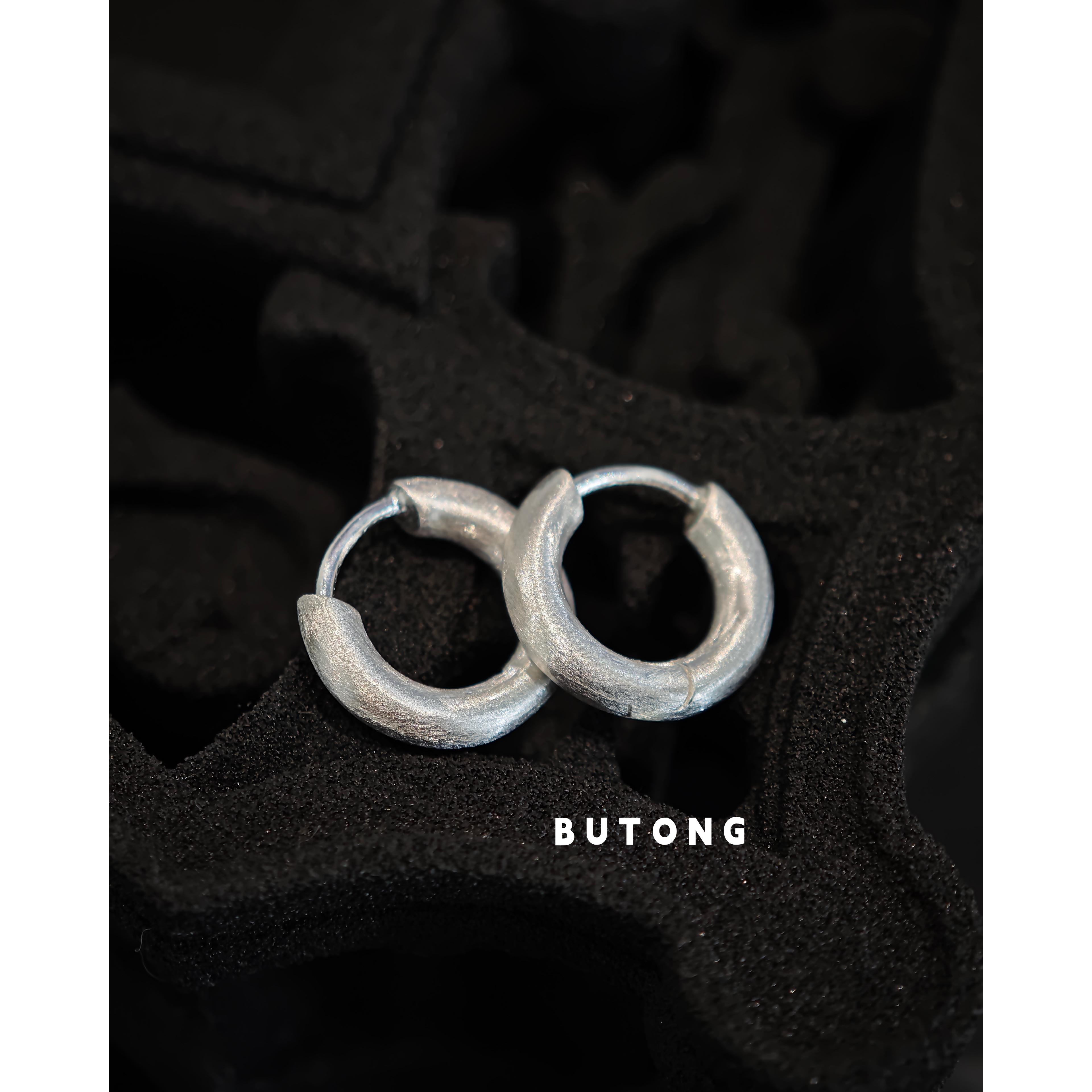 925纯银实心拉丝耳环气质简约