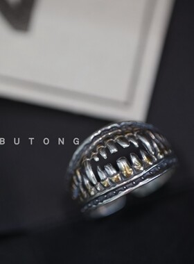 欧美复古925纯银獠牙齿毒液戒指