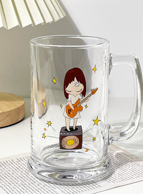 奈良美智NARA啤酒杯可爱日式卡通大容量玻璃杯啤酒杯送礼物牛奶杯