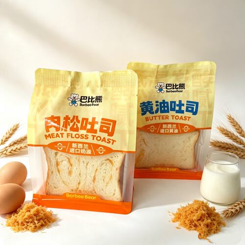 巴比熊肉松吐司切片手撕软面包