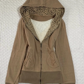 美式 卫衣外套 复古vintage古着小众辣妹甜酷y2k棕色豹纹连帽开衫