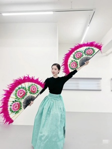 北京蝶恋花新款朝鲜族舞蹈扇子韩国舞蹈扇子跳舞扇子牡丹花扇子