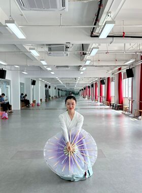 朝鲜族舞蹈扇子韩国舞蹈扇子跳舞扇子透明纱扇子烫金扇子