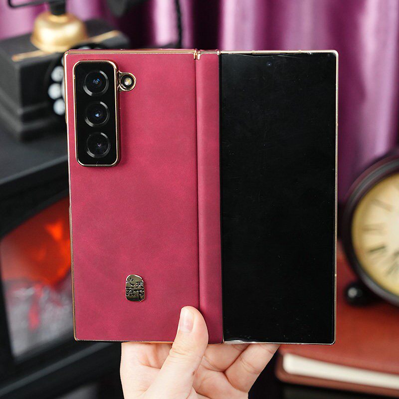 适用于三星zfold7/6手机壳羊巴皮fold4磁吸中轴Fold5羊巴皮新款w25心系天下W23折叠屏超薄W24全包防摔W26后壳