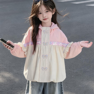 女童连帽外套春装2026新款洋气韩版长袖外穿休闲百搭女孩短款上衣