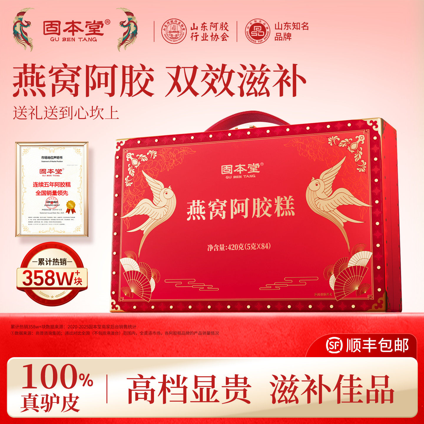 固本堂燕窝阿胶糕礼盒送长辈高档营养补品送妈妈见家长正品旗舰店