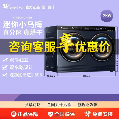 小天鹅双筒2KG迷你小乌梅洗衣机