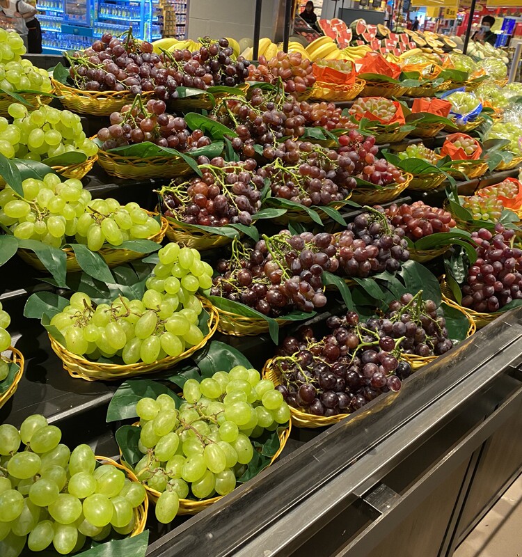 [10개 무료우송] 과일 가게 포도 만능 디스플레이 모조 등나무 바구니 슈퍼마켓 트레이 디스플레이 과일 바구니 과일 접시 바구니