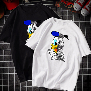 宽松BF学生夏 情侣韩版 韩国ulzzang原宿风个性 卡通唐老鸭t恤女短袖
