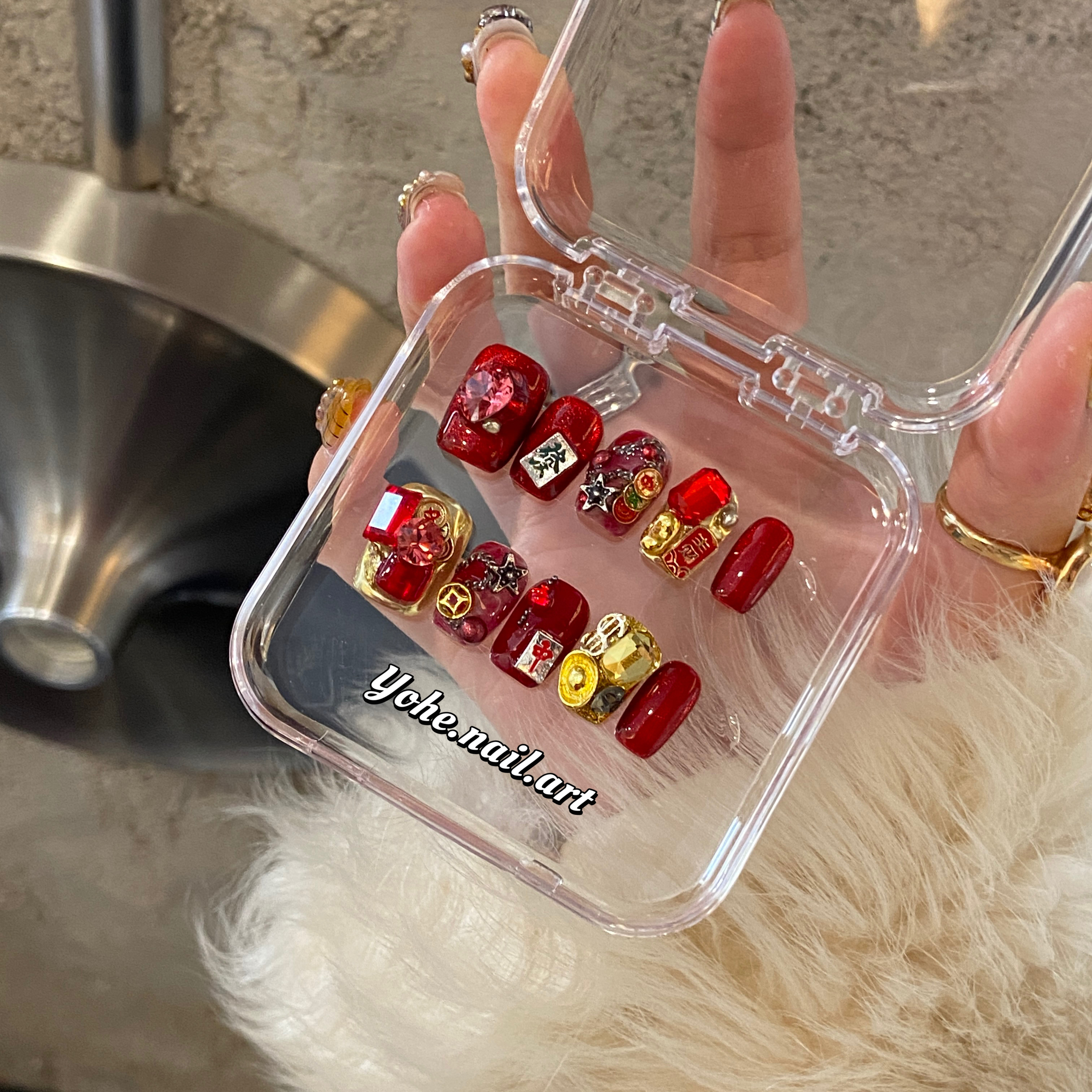 宥荷Studio 新年限定 公主请发财穿戴甲美甲定制假指甲手工短甲,彩妆/香水/美妆工具,穿戴甲/甲片,淘宝优惠券,粉丝福利购,淘宝优惠卷