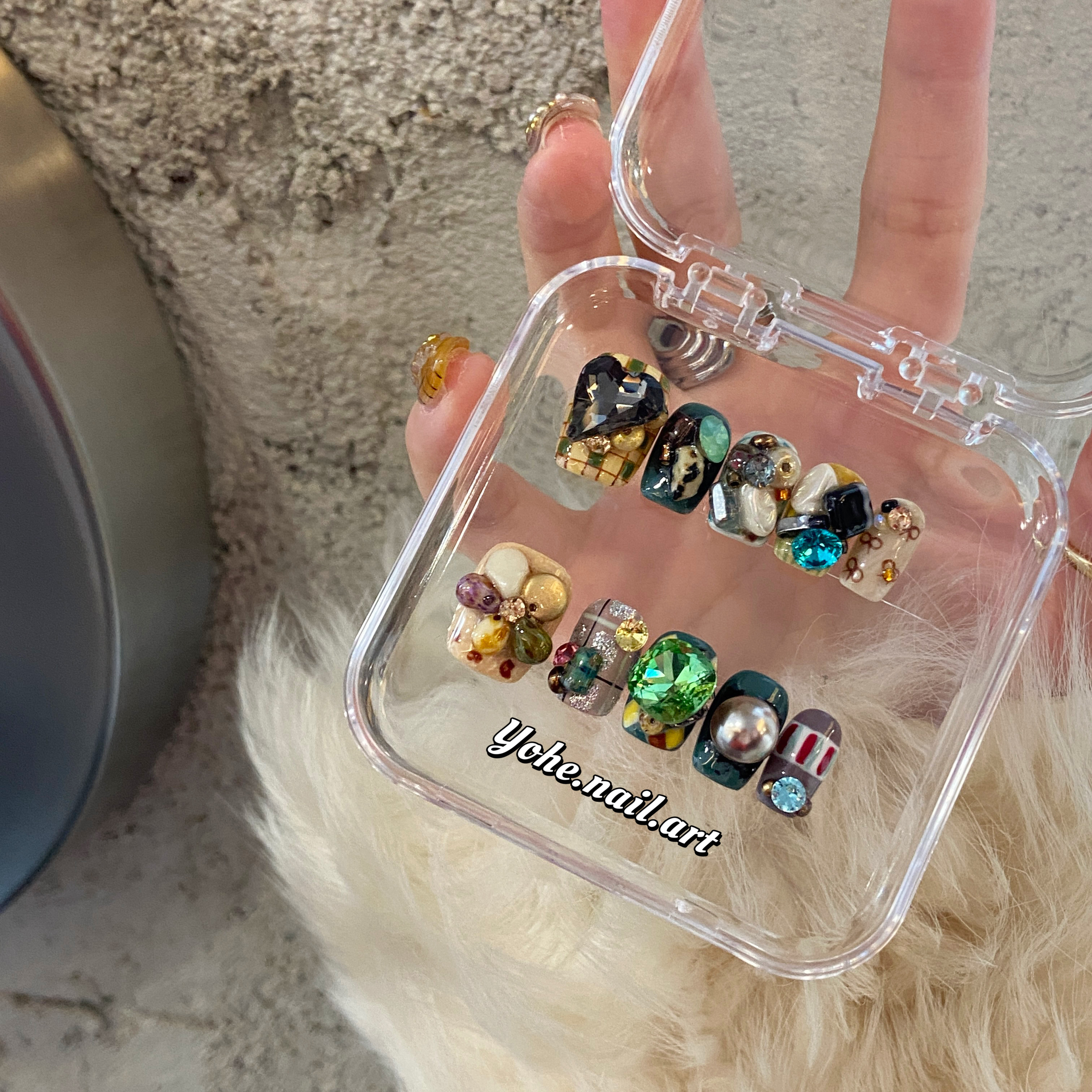 宥荷Studio 新年限定 羽衣甘蓝穿戴甲美甲定制假指甲手工定制短甲,彩妆/香水/美妆工具,穿戴甲/甲片,淘宝优惠券,粉丝福利购,淘宝优惠卷