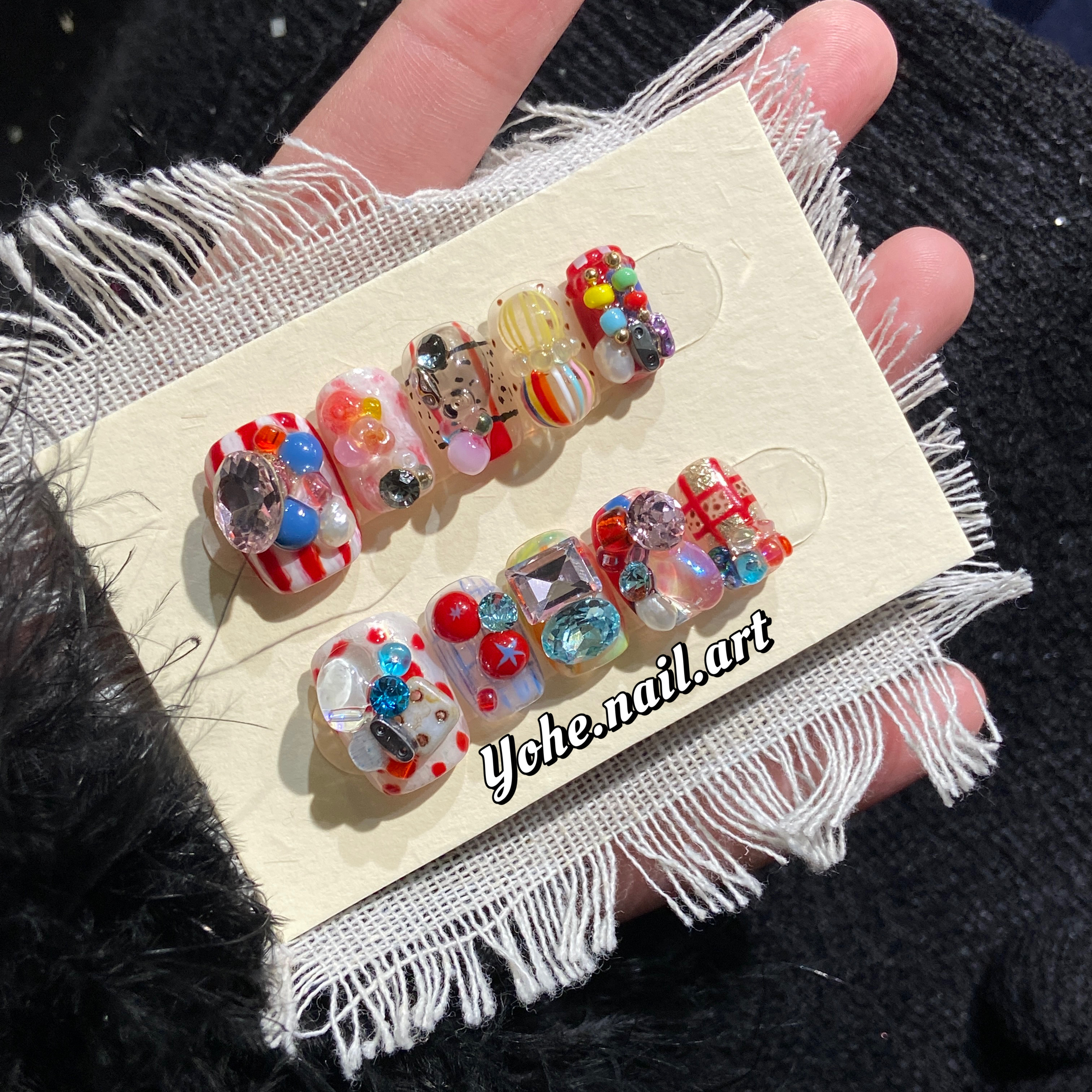 宥荷Studio西红柿首富高级感穿戴甲美甲定制假指甲手工定制短甲,彩妆/香水/美妆工具,穿戴甲/甲片,淘宝优惠券,粉丝福利购,淘宝优惠卷