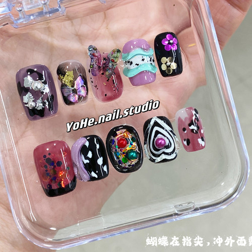 花间蝶舞小众ins风穿戴甲美甲