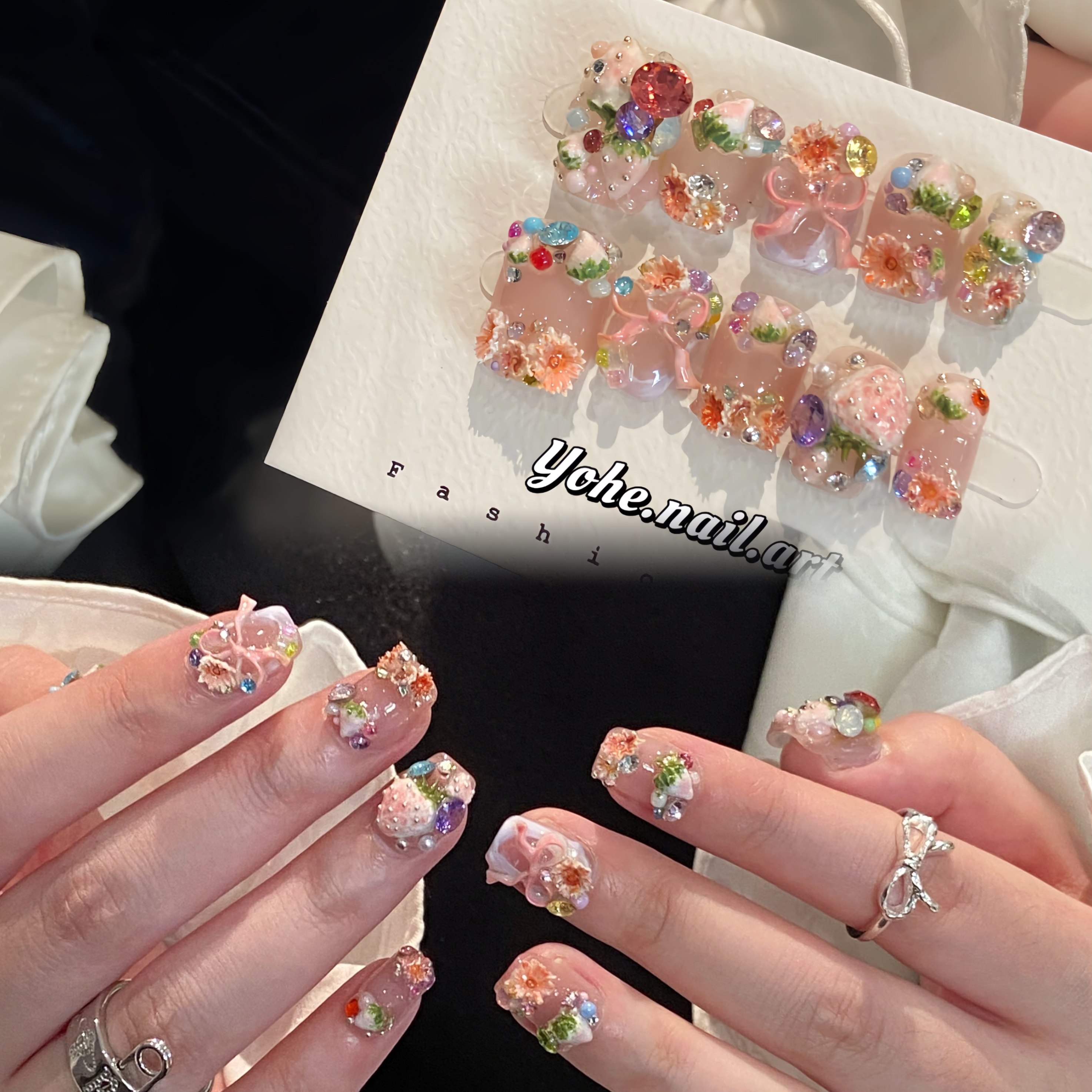 宥荷Studio  淡雪草莓 高级感穿戴甲美甲定制假指甲手工定制短甲,彩妆/香水/美妆工具,穿戴甲/甲片,淘宝优惠券,粉丝福利购,淘宝优惠卷