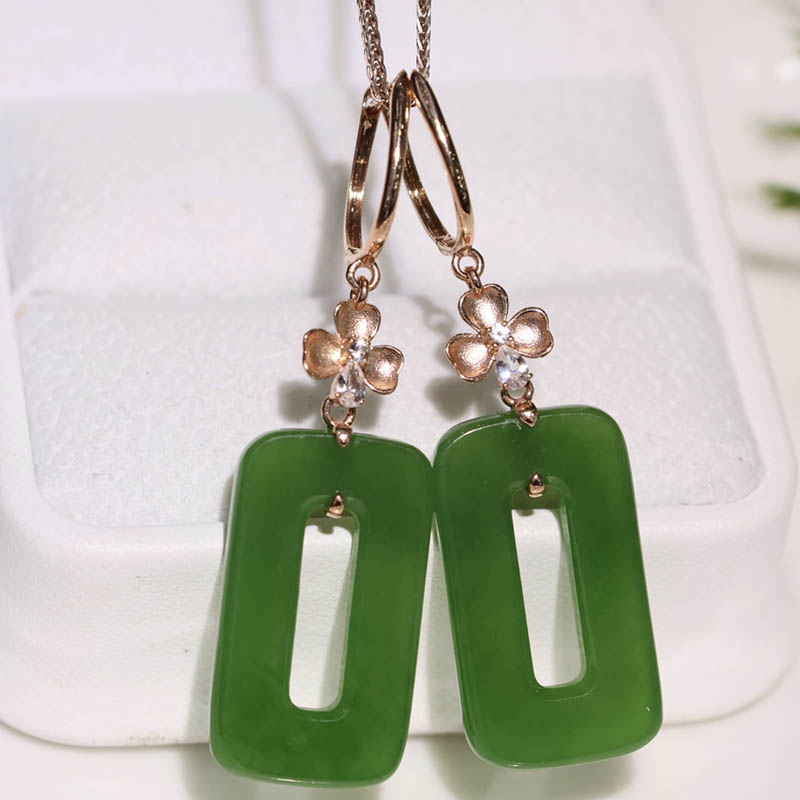 原创设计翡翠金镶玉耳饰送妈妈