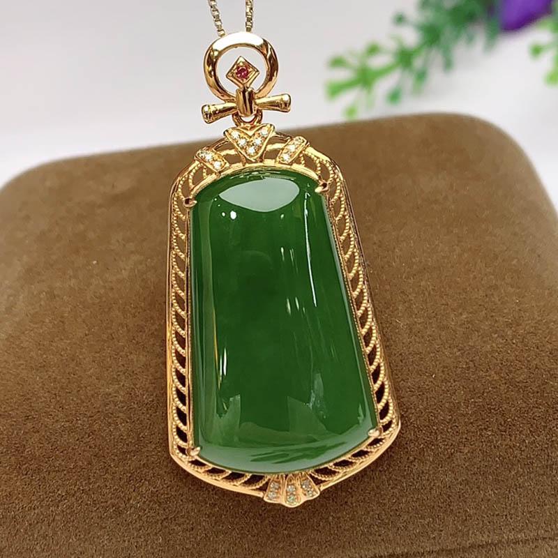 原创设计翡翠金镶玉项链送老婆