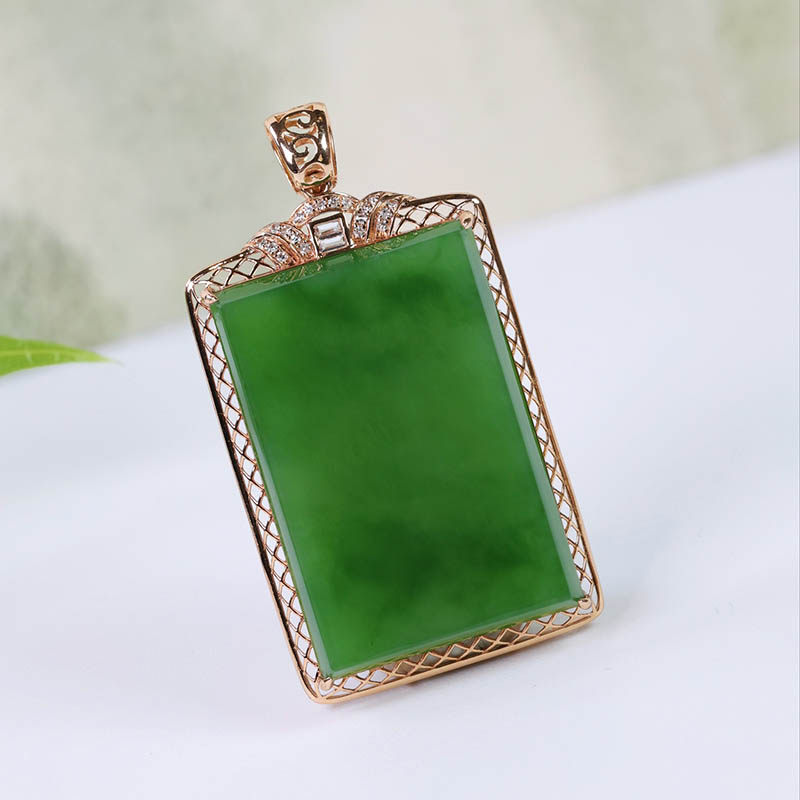 原创设计翡翠金镶玉挂件送老婆