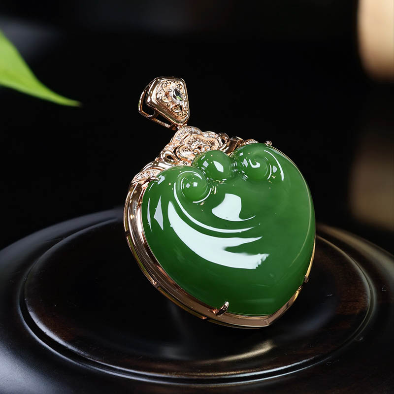 原创设计老翡翠金镶玉项链送老婆