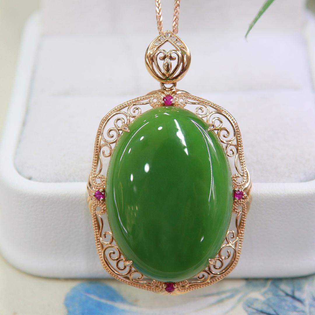 菠菜绿送妈中秋特惠老料a货挂件