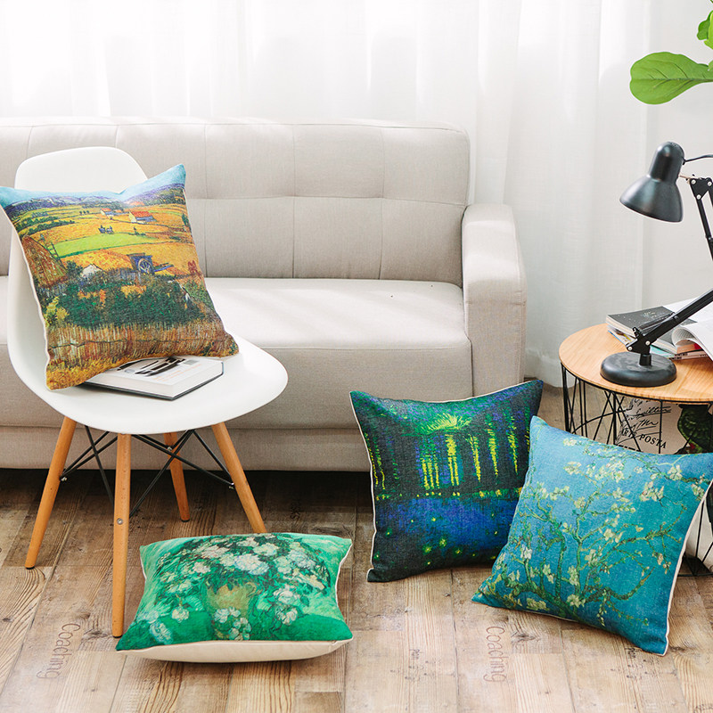 新品 梵高油畫藝術靠枕加厚棉麻抱枕靠墊歐式創意沙發靠枕套腰枕在類目 居家布藝, 靠墊/抱枕中 - 來自Buy2taobao.com提供專業的淘寶代購服務
