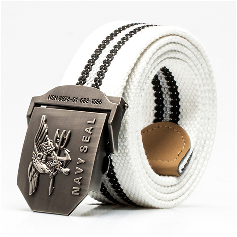 navy seal美国海豹户外休闲帆布合金扣头腰带男士皮带青年裤带