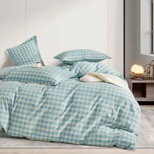 229 200亲肤清新文艺裸睡被罩230 定做被套单件日式 色织水洗棉150