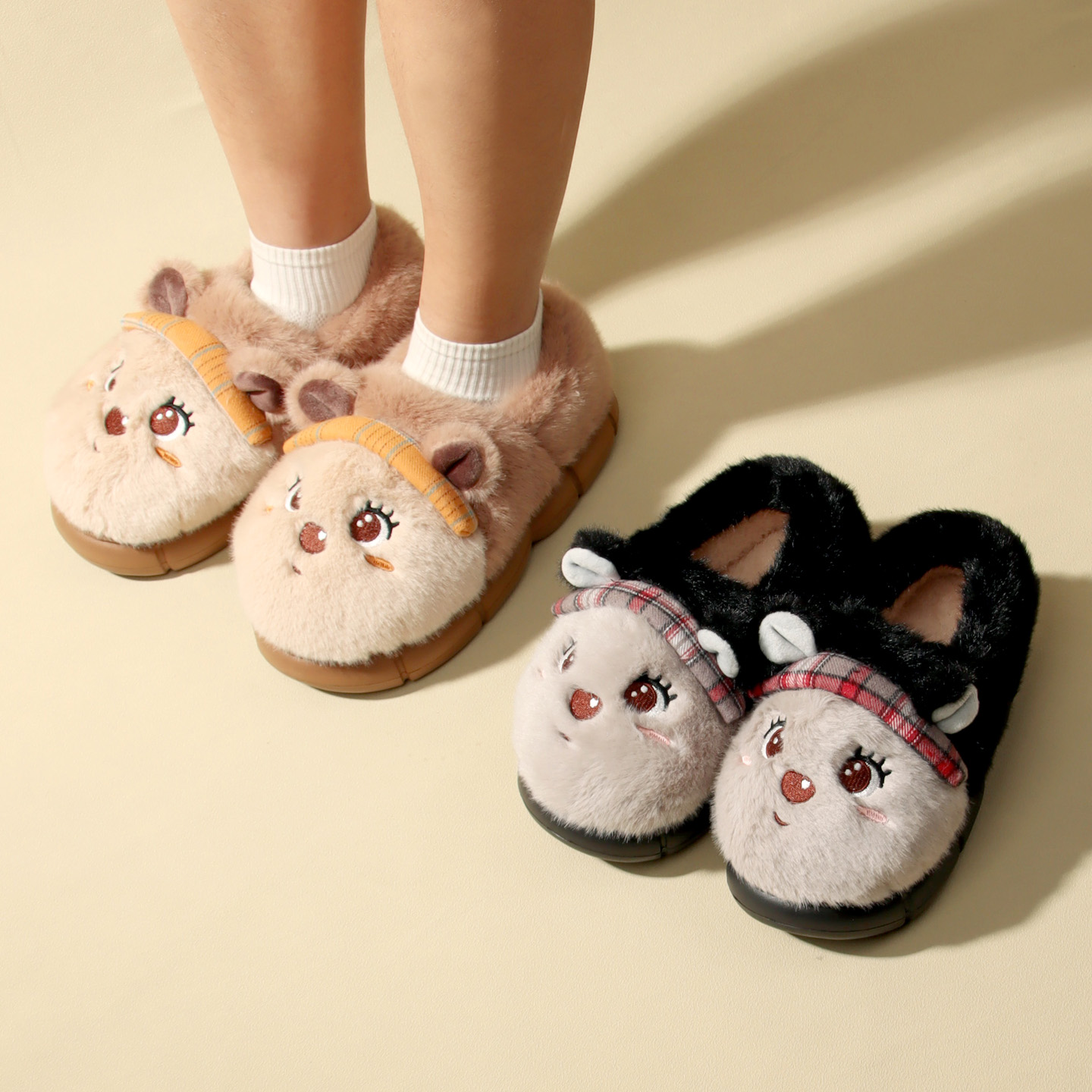 新款可爱儿童包跟棉鞋男女童2025新款家居家踩屎感厚底防滑棉鞋冬