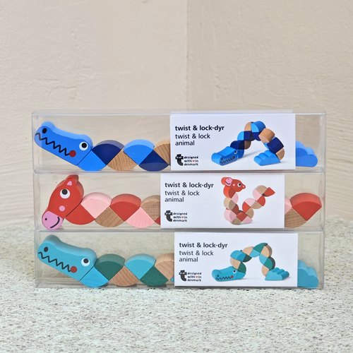 出口丹麦 FLYLING TIGER原装木质动物扭扭乐 婴幼儿益智玩具