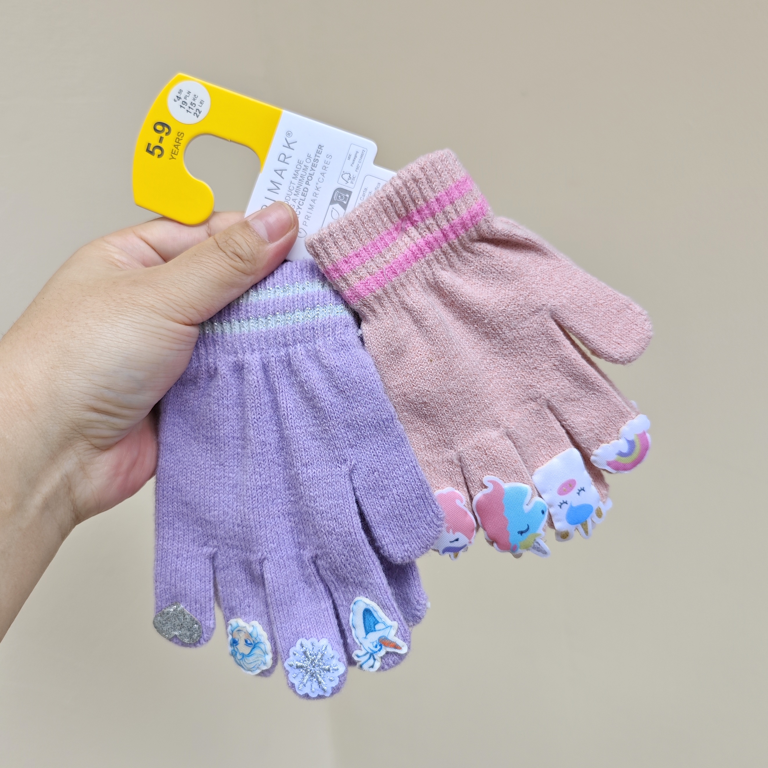 出口英国 PRIMARK原装冰雪奇缘 独角马可回收毛线女童手套 5-9岁