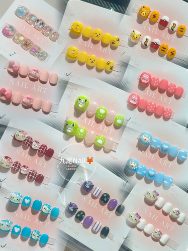 纯手工儿童穿戴甲短款美甲贴片成品假指甲可拆卸