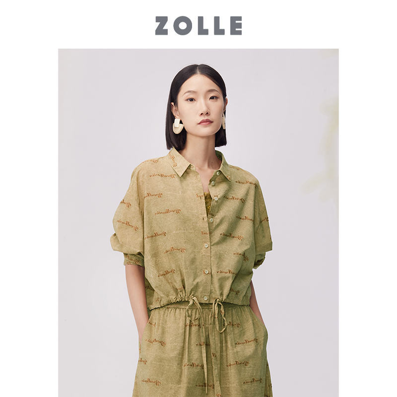 【炒色工艺】ZOLLE因为秀款做旧印花上衣显瘦女春夏新品