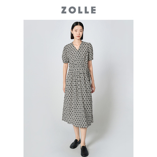 连衣裙 原创花型波西米亚风V领短袖 ZOLLE因为