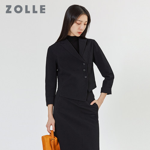 因为常规显瘦纯色长袖西装