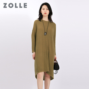 ZOLLE因为纯色百搭利落剪裁显瘦针织连衣裙女秋冬 羊毛精选