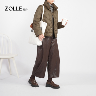 ZOLLE因为文艺复古风90白鸭绒短款羽绒服女25秋冬新品