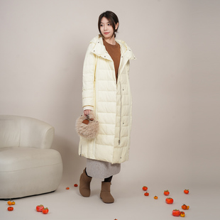 ZOLLE因为全包裹保暖廓形连帽拉链长款腰带羽绒服女25秋冬新品