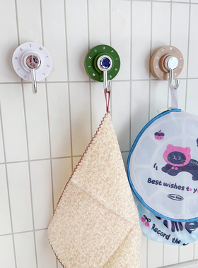 强力免打孔厨房擦手巾洗碗巾挂钩浴室防水毛巾浴球收纳吸盘粘钩