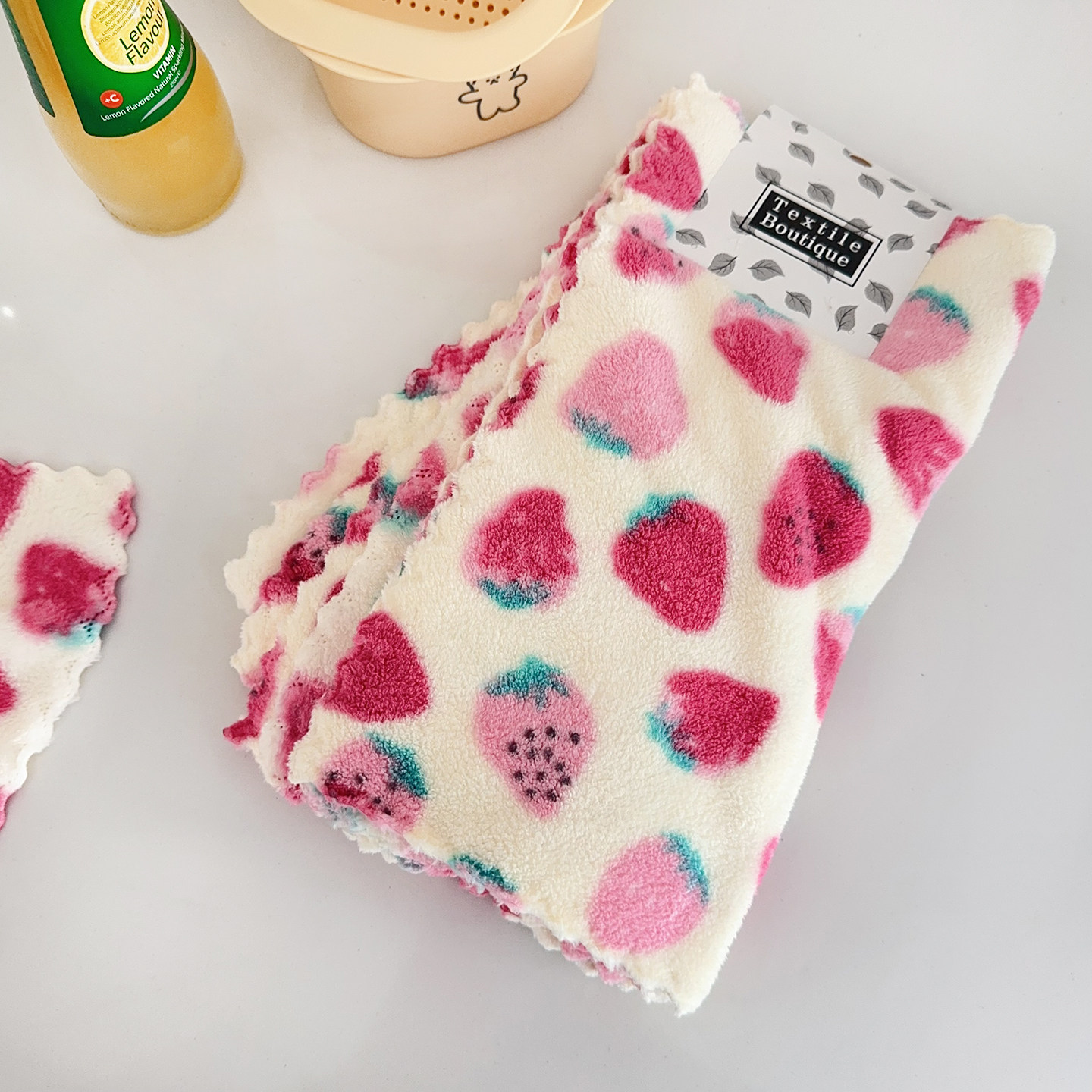 4条装超吸水厨房抹布可爱草莓擦碗布桌子灶台不掉毛百洁布洗碗巾,家庭/个人清洁工具,抹布,淘宝优惠券,粉丝福利购,淘宝优惠卷