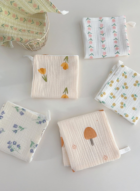 法式小清新ins纱布洗碗巾纯棉厨房擦手巾百洁布吸水擦碗布小方巾