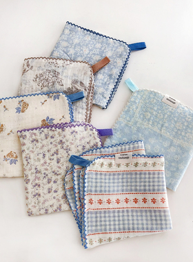 Ins韩式纯棉洗碗巾厨房吸水餐具擦干布小抹布儿童擦手方巾百洁布