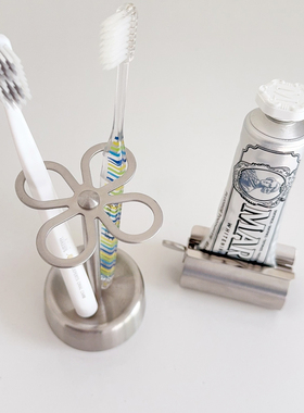 日式304不锈钢花瓣牙刷架创意复古牙具置物架简约四孔浴室牙刷座