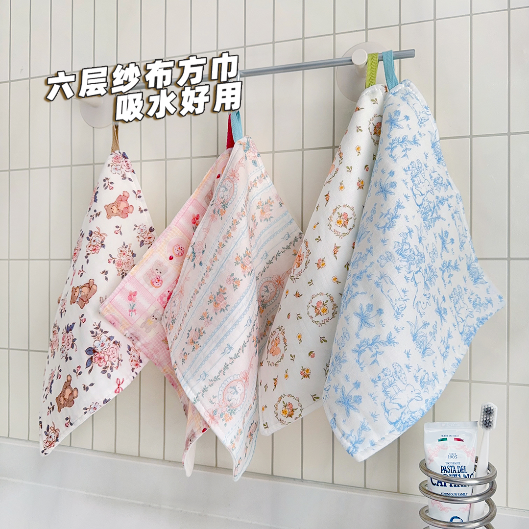 6层纱布方巾厨房洗碗巾百洁布