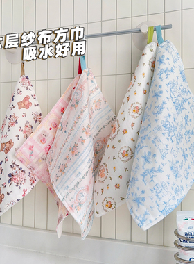 6层纱布方巾厨房擦手巾洗碗巾百洁布小抹布儿童擦脸巾吸水小毛巾