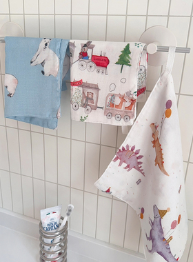 厨房擦手巾柔软吸水四层纱布卫生间儿童小方巾餐具擦干百洁布抹布